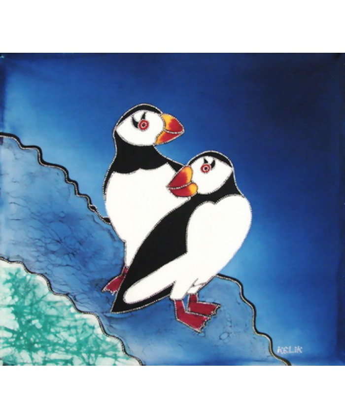 Puffins on Blue